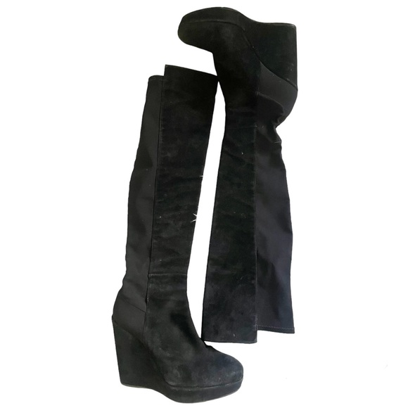 Stuart Weitzman Shoes - Stuart Weitzman for Scoop Suede Wedge Knee High Boots Black Size 5